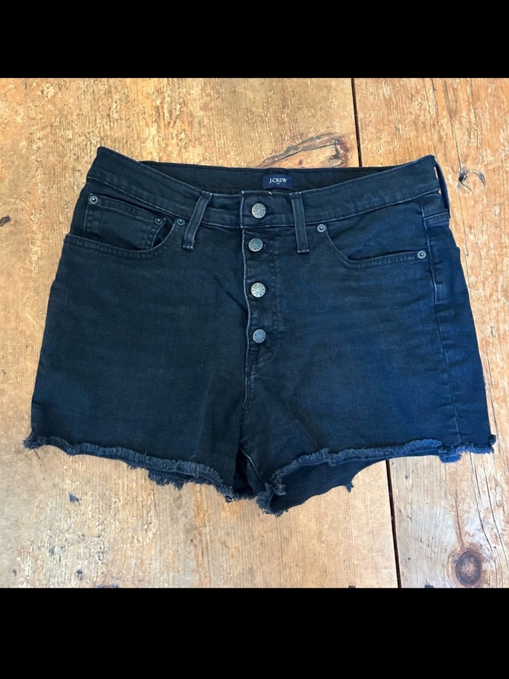 J. Crew Black Jean Button-Fly “Cut-Off” Shorts